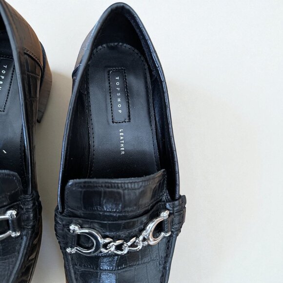 🖤 Topshop Black Croc Leather Loafers 🖤 - Picture 5 of 6